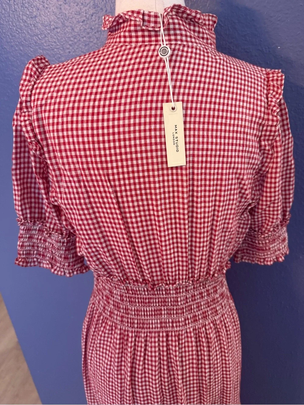 Max Studio Red Gingham Ruffled Maxi Dress - Picture 5 of 8